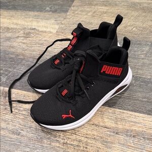 Puma Black Sneakers with Red Highlights